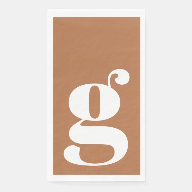 Minimalist Monogrammed Initial Bold Terracotta Paper Guest Towels (Front)