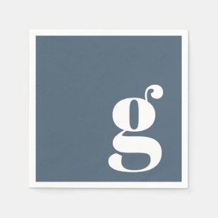 Minimalist Monogrammed Initial in Dusty Dark Blue Napkins