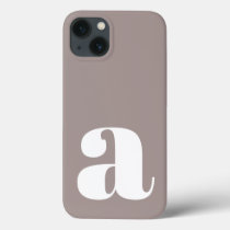 Minimalist Monogrammed Initial in Taupe Brown iPhone 13 Case
