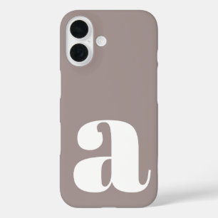 Minimalist Monogrammed Initial in Taupe Brown iPhone 16 Case