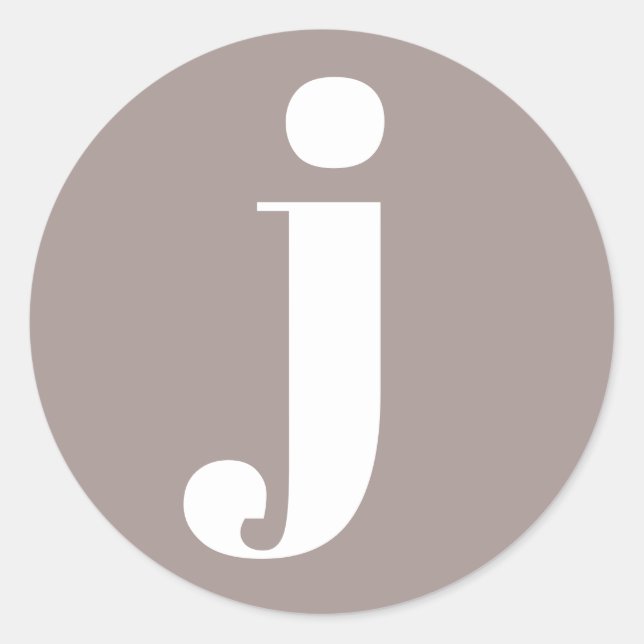 Minimalist Monogrammed Initial in Taupe Brown Classic Round Sticker (Front)