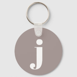 Minimalist Monogrammed Initial in Taupe Brown  Keychain