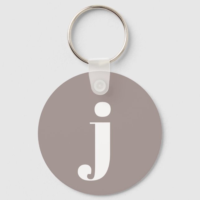 Minimalist Monogrammed Initial in Taupe Brown  Keychain (Front)