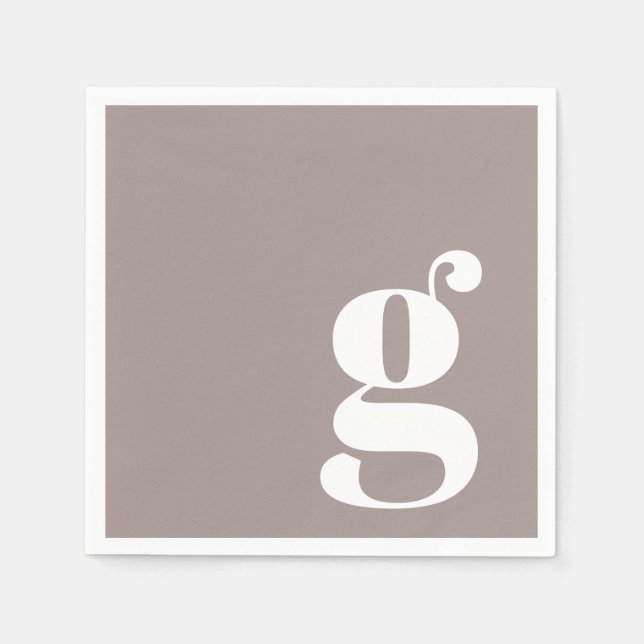 Minimalist Monogrammed Initial in Taupe Brown  Napkins (Front)