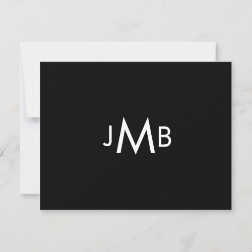 Minimalist Monogrammed Initials Black folded   Thank You Card