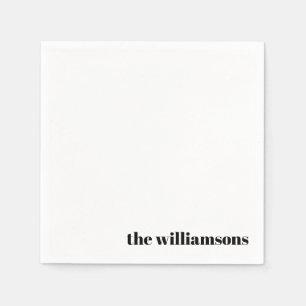 Minimalist Monogrammed Name Retro Simple White Napkins
