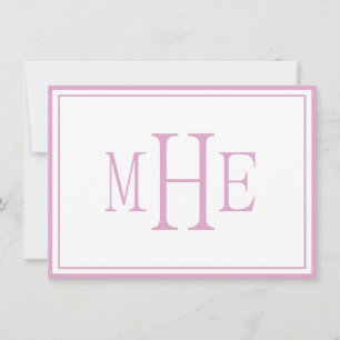 Minimalist Monogrammed Pink Note Card