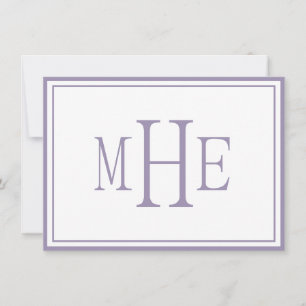Minimalist Monogrammed Purple Note Card