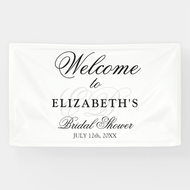 Minimalist Monogrammed Welcome Bridal Shower Banner (Horizontal)