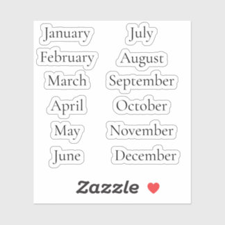 Minimalist Month Stickers January–December Scrip