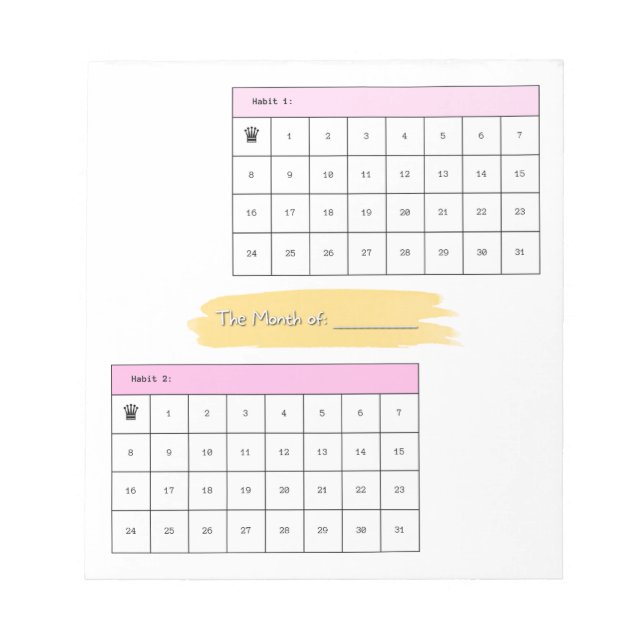 Minimalist Monthly Habit Tracker Notepad (Front)