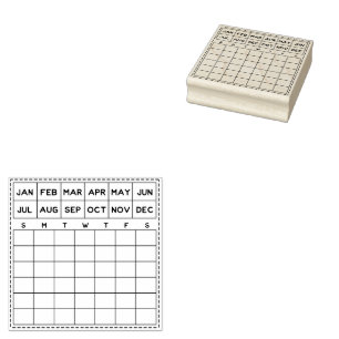 Minimalist Monthly Planner Calendar Rubber Stamp