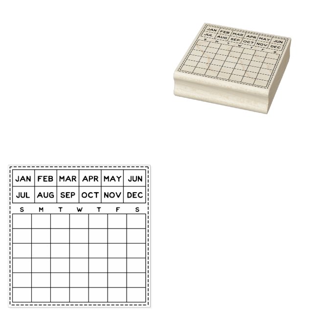 Minimalist Monthly Planner Calendar Rubber Stamp (Stamped)