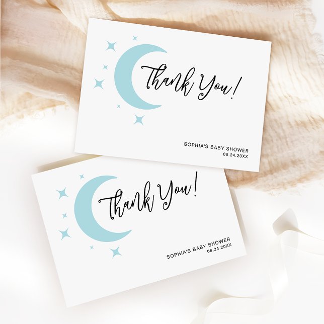 Minimalist Moon and Stars Baby Shower  Thank You Card (Creator Uploaded)