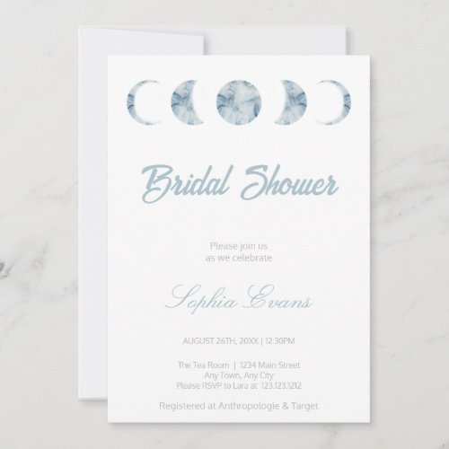 Minimalist Moon Phases Celestial Bridal Shower Invitation