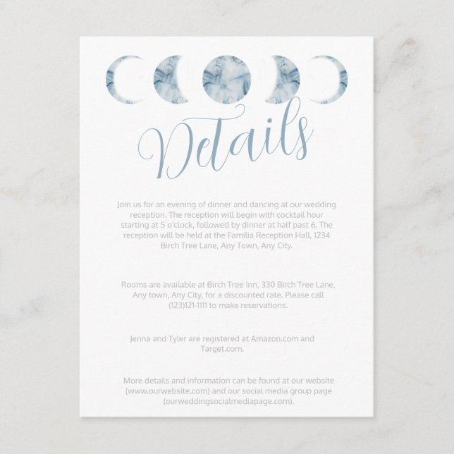 Minimalist Moon Phases Celestial Enclosure Card (Front)
