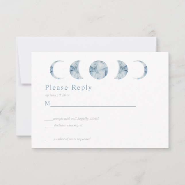Minimalist Moon Phases Celestial RSVP Card (Front)