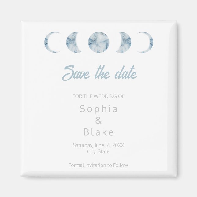 Minimalist Moon Phases Celestial Save the Date Magnet (Front)