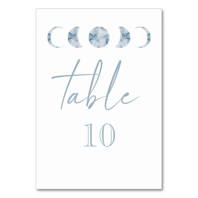Minimalist Moon Phases Celestial Table Number (Front)