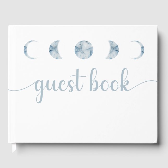 Minimalist Moon Phases Celestial Wedding Guest Book (Front)