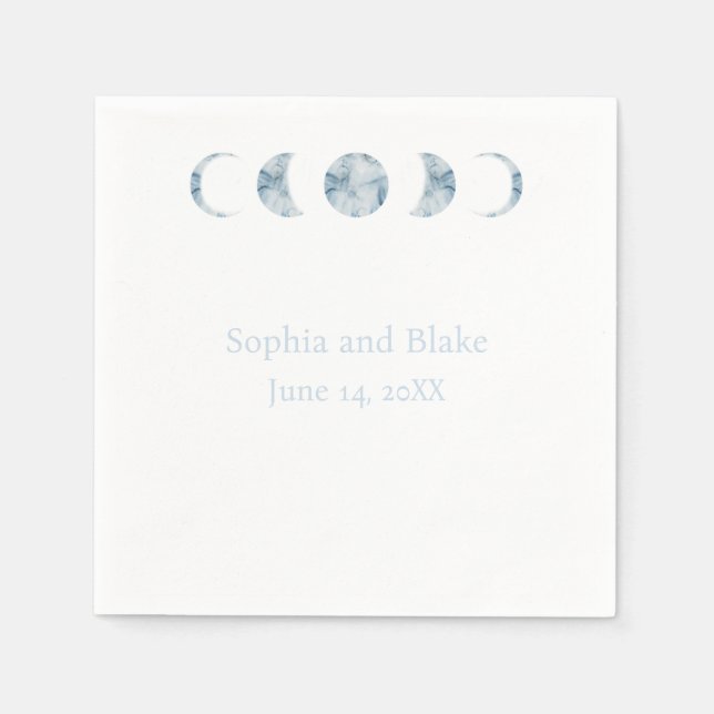 Minimalist Moon Phases Celestial Wedding Napkins (Front)