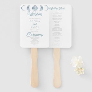 Minimalist Moon Phases Celestial Wedding Program Hand Fan