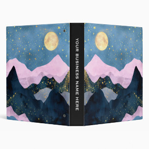 Minimalist Moon Stars Celestial Mountain Valley 3 Ring Binder