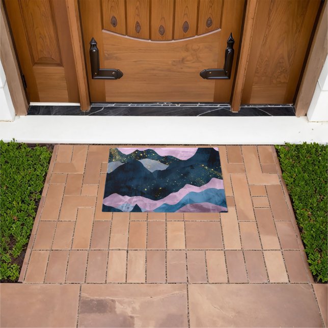 Minimalist Moon Stars Celestial Mountain Valley Doormat (Outdoor)