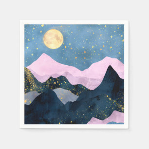 Minimalist Moon Stars Celestial Mountain Valley Napkins