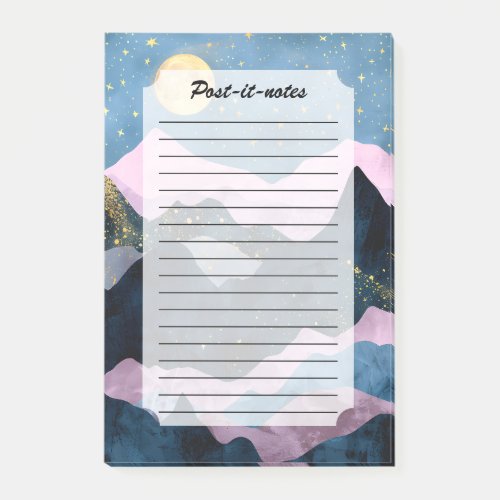 Minimalist Moon Stars Celestial Mountain Valley Post-it Notes