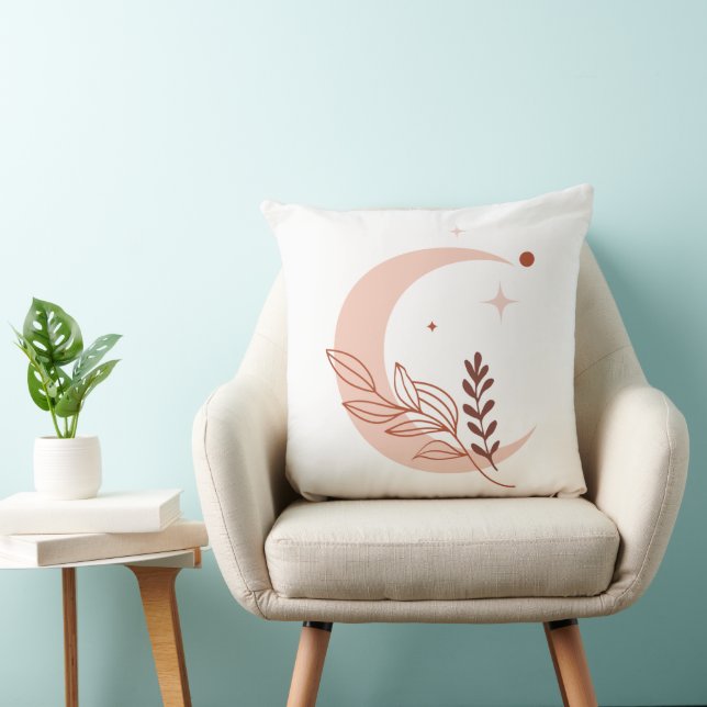 Minimalist Moon & Stars Throw Pillow (Chair)