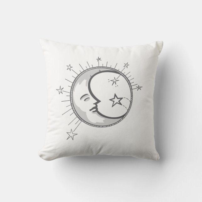 Minimalist Moon Throw Pillow (Front)