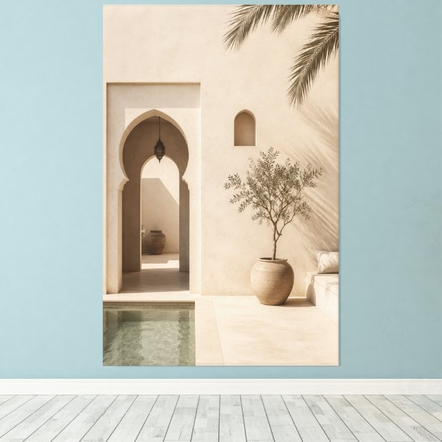Minimalist Moroccan Riad Canvas Print (Insitu(Wood Floor))