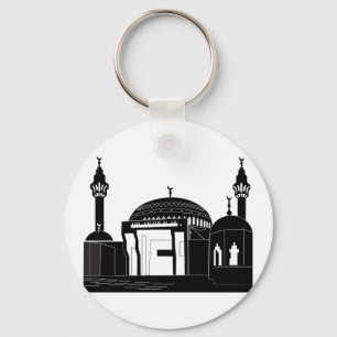 Minimalist Mosque Architecture Line Art Keychain