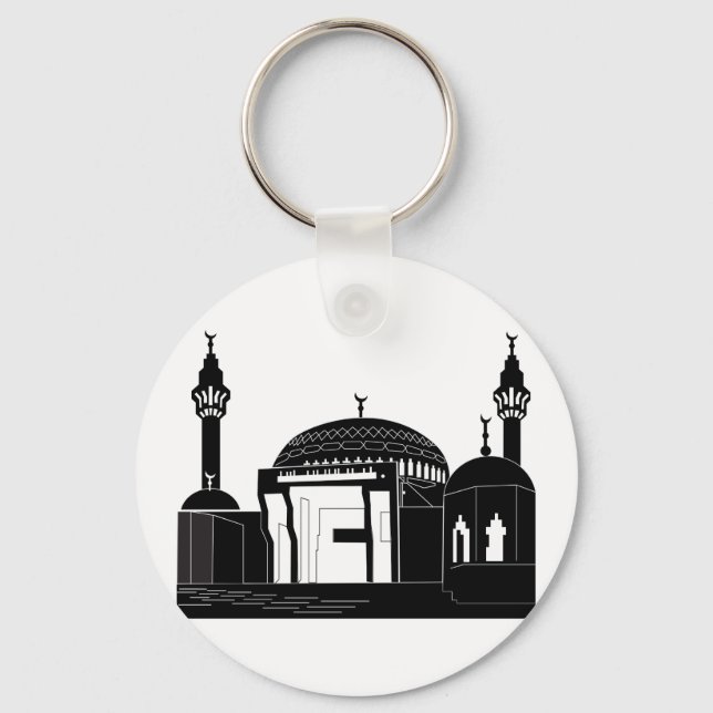 Minimalist Mosque Architecture Line Art Keychain (Front)