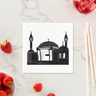 Minimalist Mosque Architecture Line Art Napkins