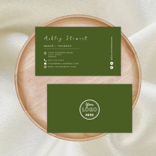 Minimalist Moss Green Professional Branding Logo Business Card (Creator Uploaded)