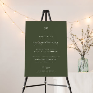 Minimalist Moss Green Unplugged Ceremony Foam Board