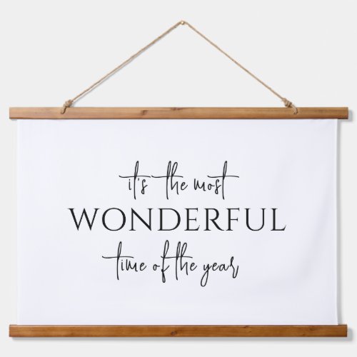Minimalist Most Wonderful Time of the Year Holiday Hanging Tapestry