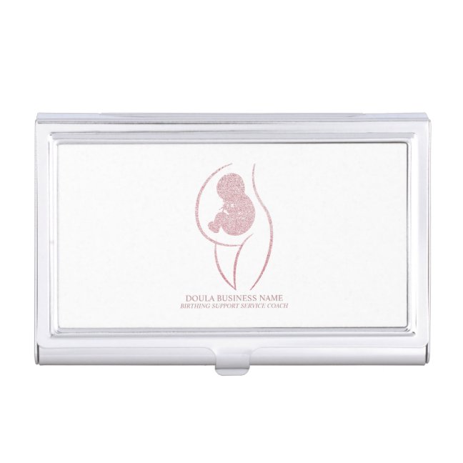 Minimalist Mother and Baby Silhouette Branding Business Card Case