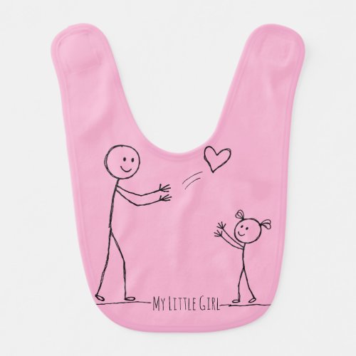 Minimalist Mother & Daughter Stick Figure Art Baby Bib