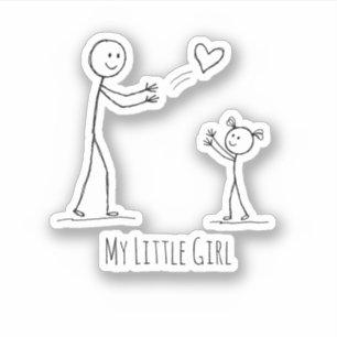 Minimalist Mother & Daughter Stick Figure Art Sticker
