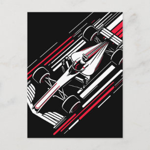 Minimalist Motorsport Formula Race Car Speed Lines Holiday Postcard