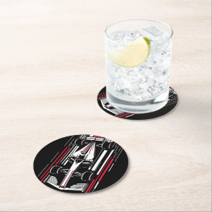 Minimalist Motorsport Formula Race Car Speed Lines Round Paper Coaster