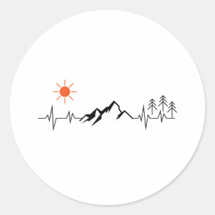 minimalist mountain classic round sticker
