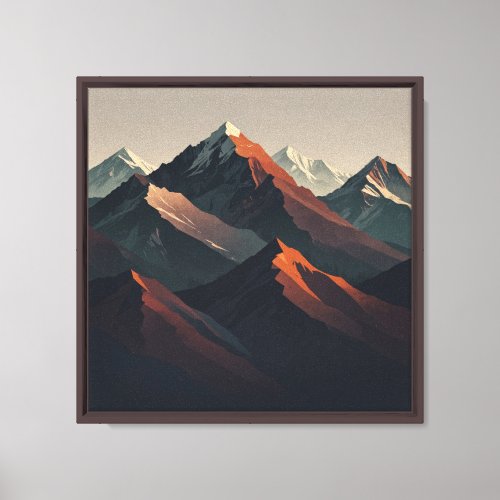 Minimalist Mountain Range with Overlapping Trees Canvas Print