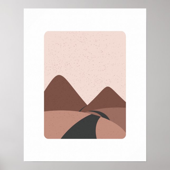 Minimalist Mountain Road Landscape Art Print (Front)