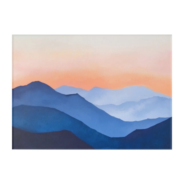 Minimalist Mountain Sunset Acrylic Print (Front)