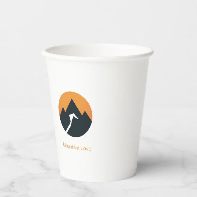 Minimalist Mountain Sunset Design Paper Cups (Front)