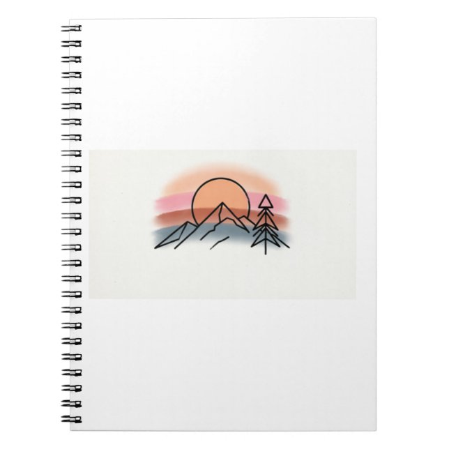 Minimalist Mountain Sunset - Retro Nature Art Desi Notebook (Front)
